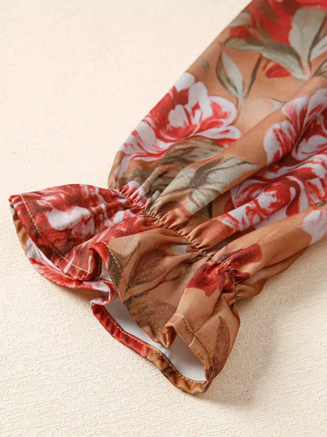 Floral Print Half Button Flounce Sleeve Ruffle Mini Dress Easy Apparels