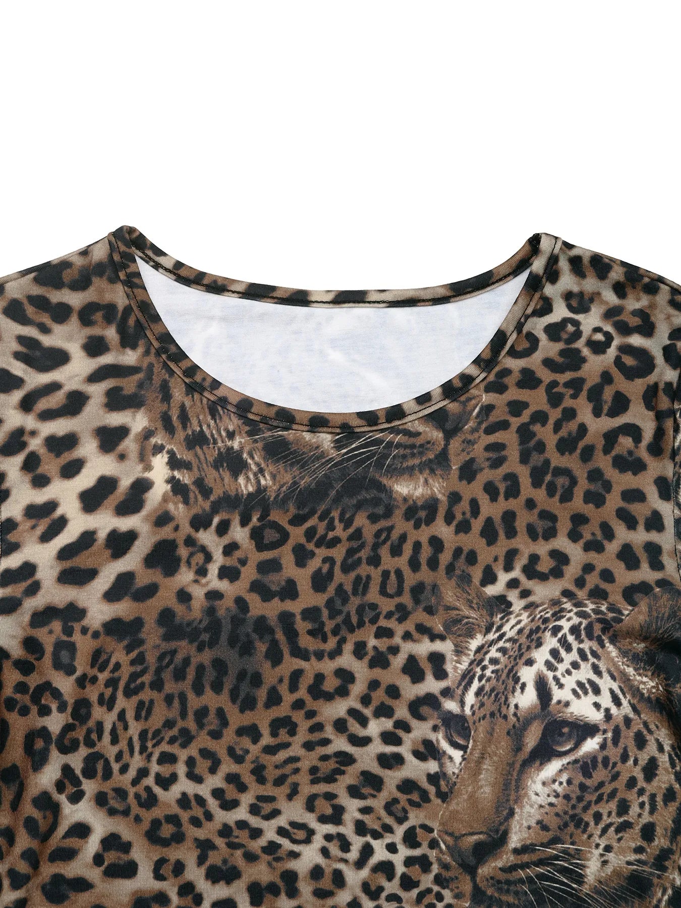 Trendsi Leopard Print Long Sleeve Fitted T-Shirt