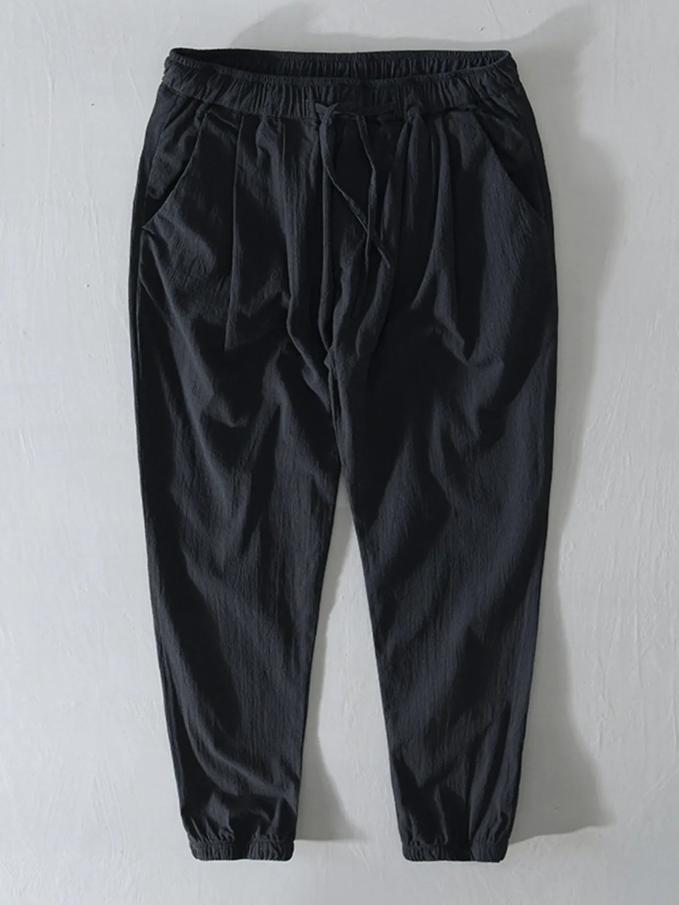 Men's Plus Size Casual Drawstring Joggers Black Easy Apparels