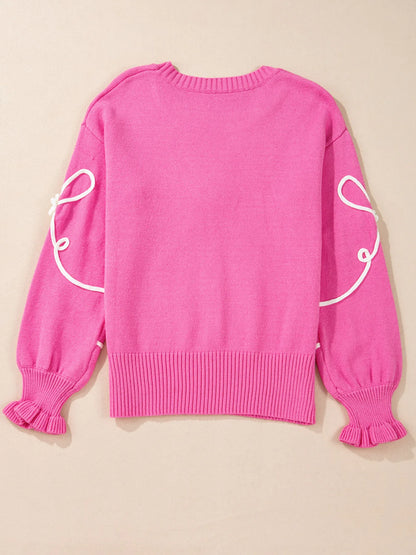 Trendsi Ribbed Hem Long Sleeve Sweater