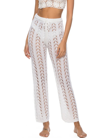 Cutout Drawstring High Waist Swim Pants Easy Apparels