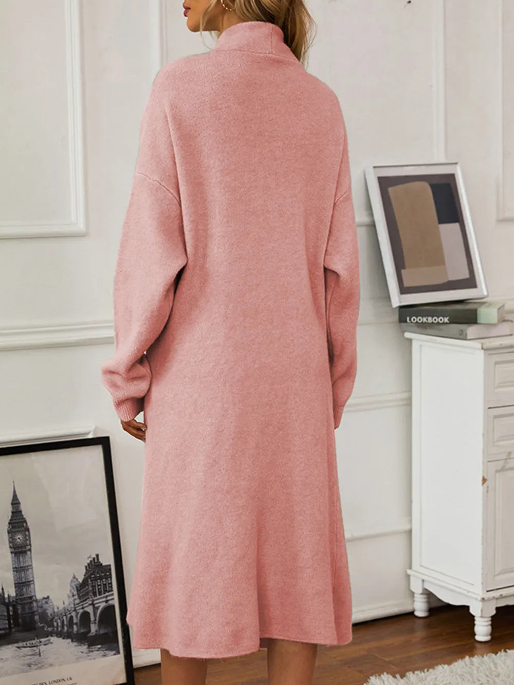 V-Neck Cami Dress and Open Front Cardigan Sweater Set Easy Apparels