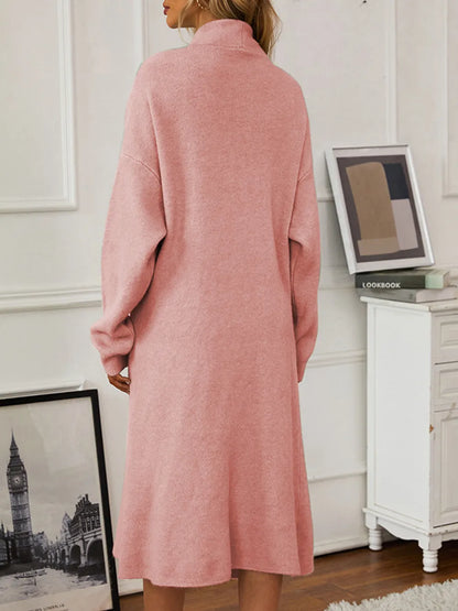 V-Neck Cami Dress and Open Front Cardigan Sweater Set Easy Apparels