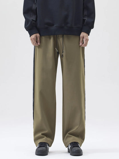 Men's Full Size Drawstring Wide Leg Pants Plus Size Khaki Easy Apparels