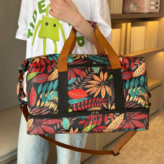 Canvas Printed Travel Bag Red One Size Easy Apparels
