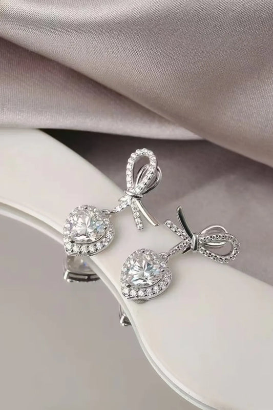 2 Carat Moissanite 925 Sterling Silver Heart Earrings Silver One Size Easy Apparels