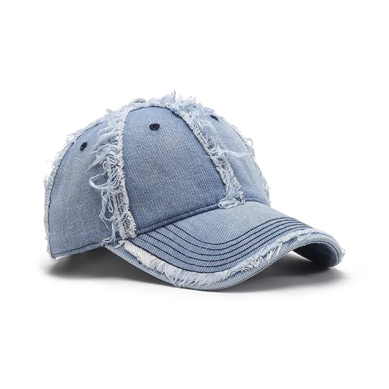 Raw Hem Cotton Baseball Cap Light One Size Easy Apparels