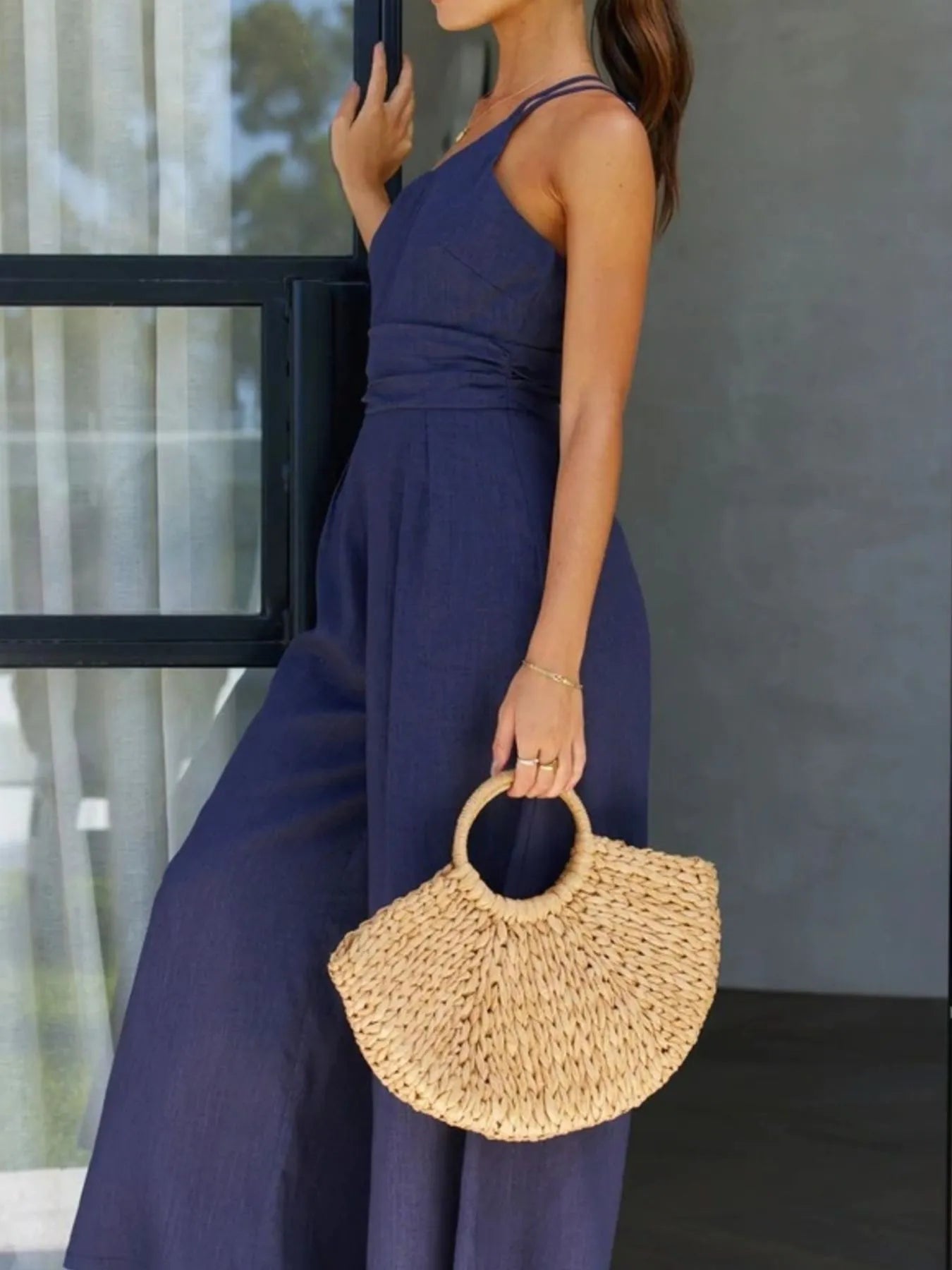 Single Shoulder Wide Leg Jumpsuit Easy Apparels