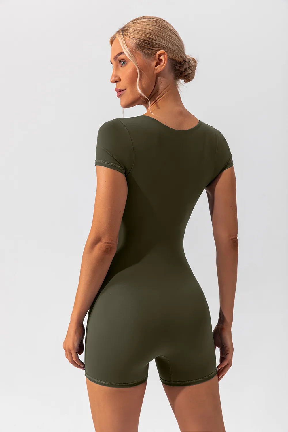 Square Neck Cap Sleeve Active Romper Easy Apparels