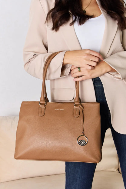 David Jones Structured Leather Handbag BROWN One Size Easy Apparels