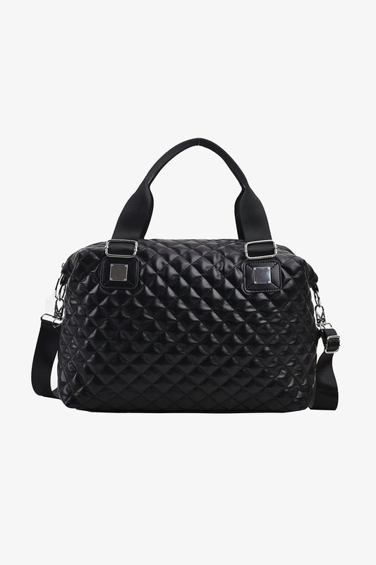 PU Leather Handbag Black One Size Easy Apparels