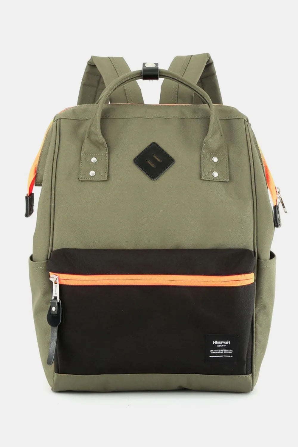 Himawari Contrast Waterproof Backpack Bag with Reinforced Edges Green One Size Easy Apparels