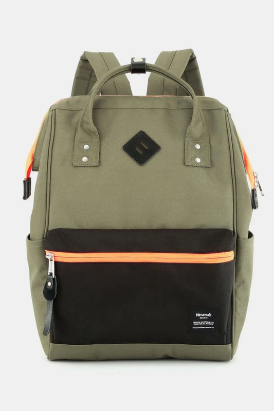 Himawari Contrast Waterproof Backpack Bag with Reinforced Edges Green One Size Easy Apparels