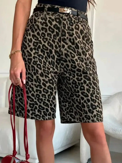 Leopard Print High-Waisted Casual Shorts Easy Apparels