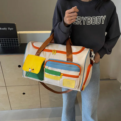 Color Block Multi-Pockets Travel Bag Easy Apparels