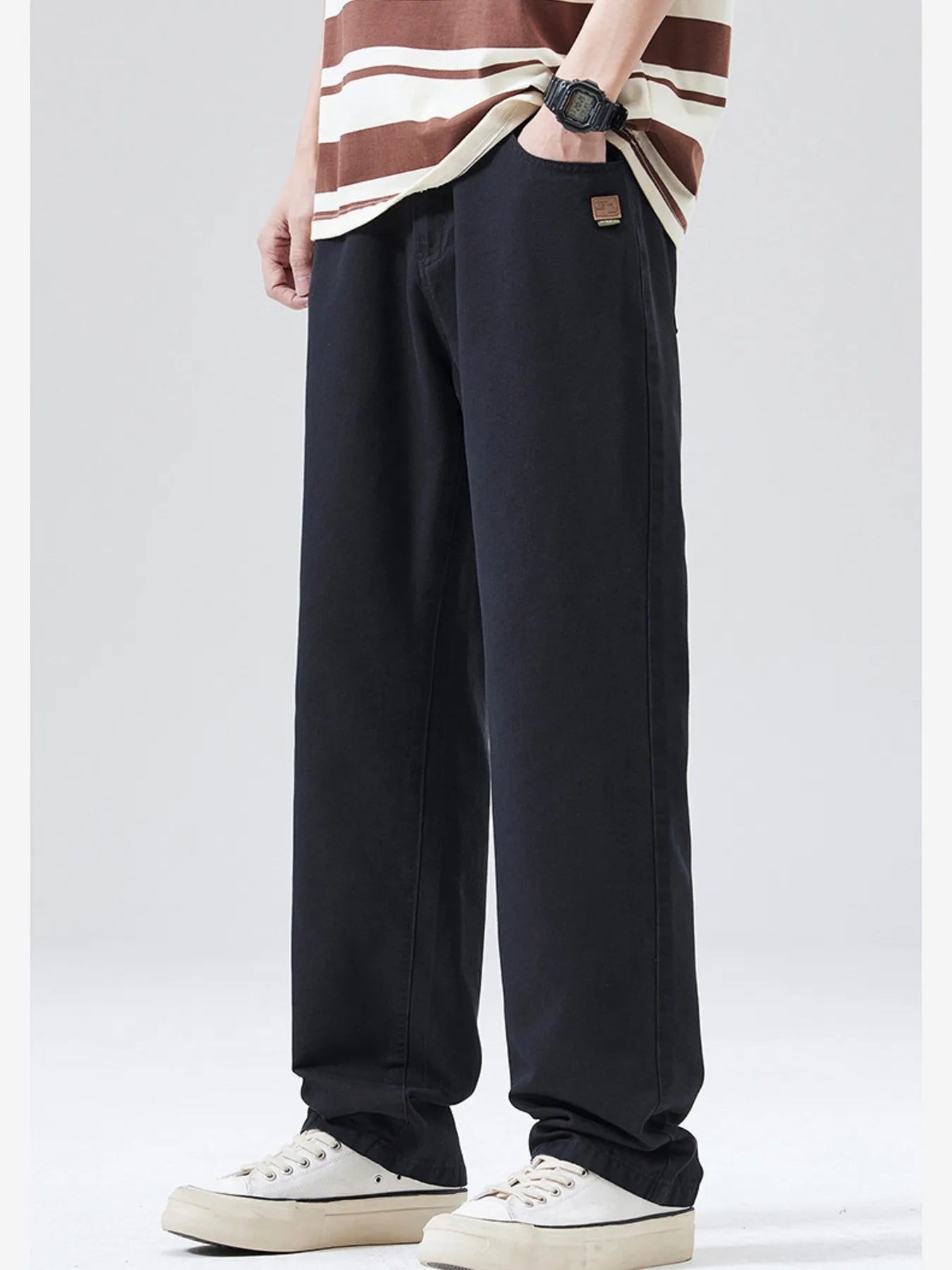 Men's Full Size Wide Leg Pants Plus Size Black Easy Apparels