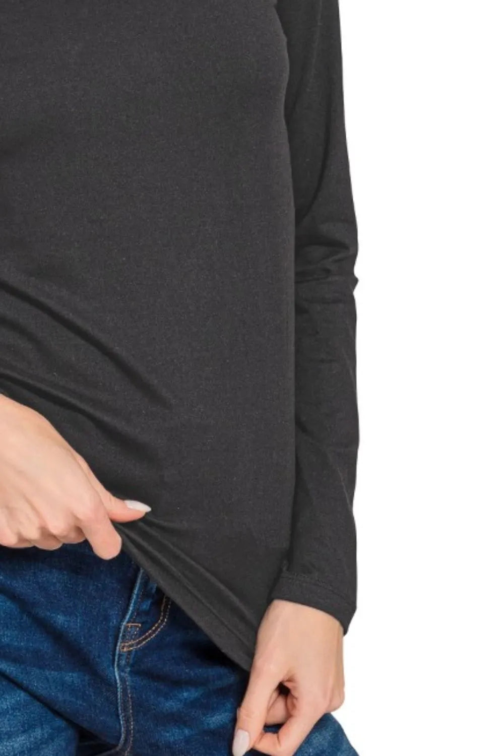 Trendsi Zenana Brushed Microfiber Long Sleeve V-neck Tee