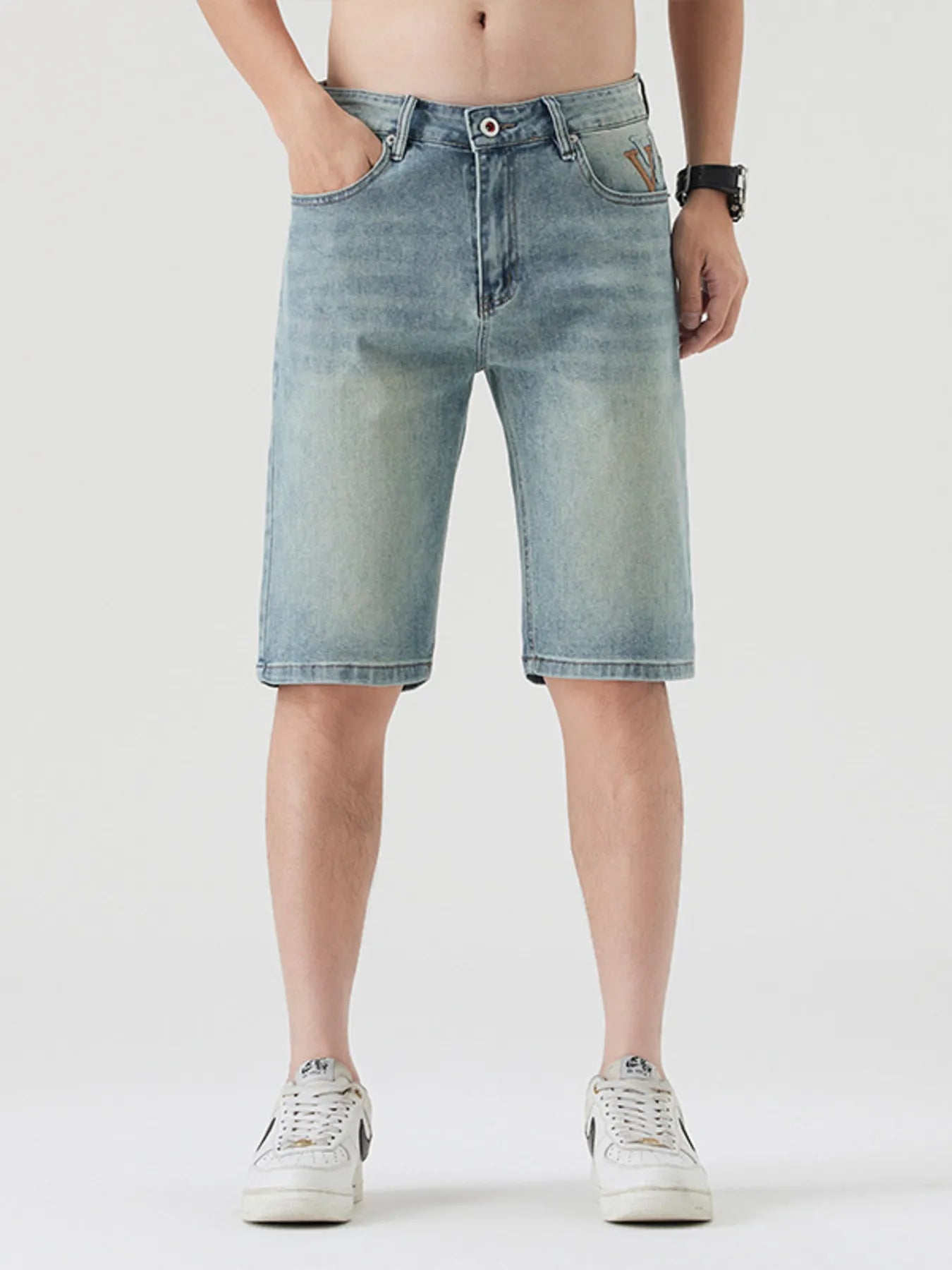 Men's Pocketed Wash Casual Denim Shorts Easy Apparels
