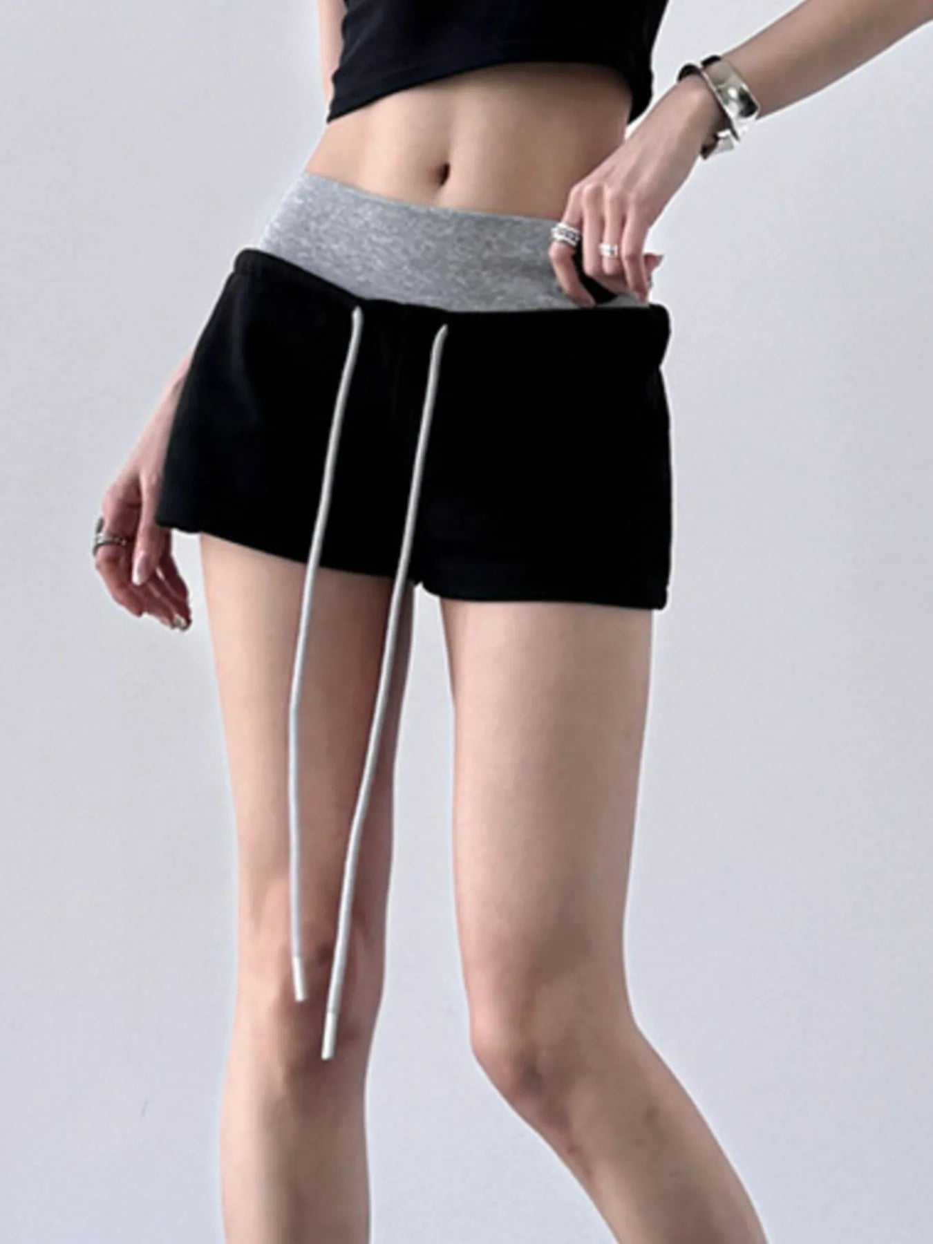 Drawstring Shorts with Contrast Waistband Easy Apparels