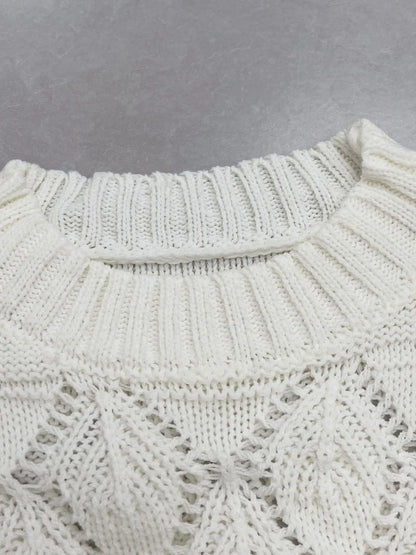 Trendsi Crochet Ruffled Hem Long Sleeve Sweater
