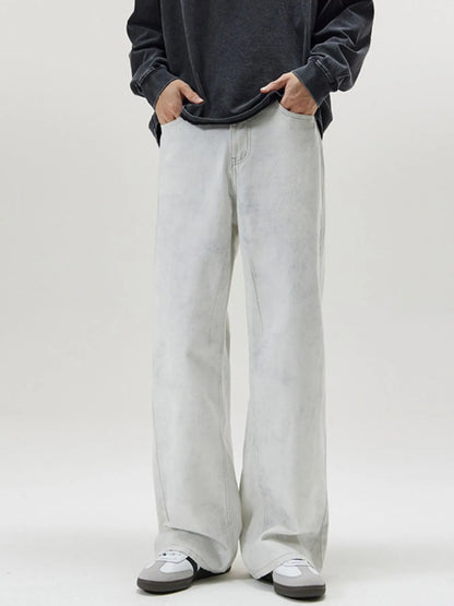 Men's Full Size Washed Wide Leg Pants Plus Size Dirty White Easy Apparels