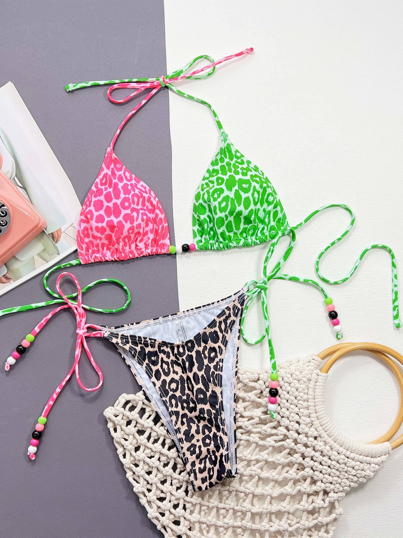 Leopard Tied Halter Neck Bikini Set Easy Apparels