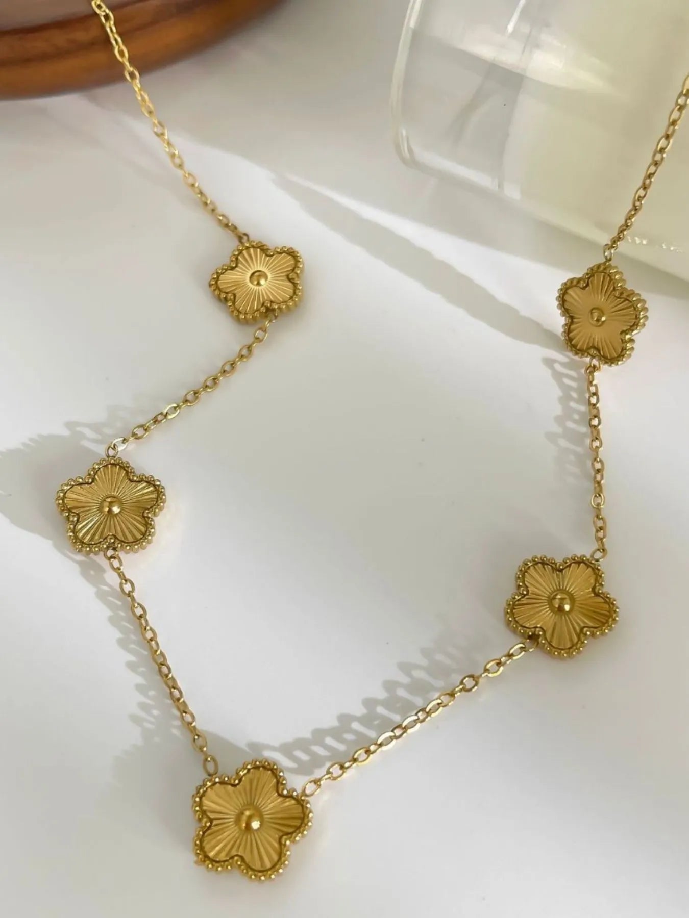18K Gold-Plated Flower Chain Necklace Easy Apparels