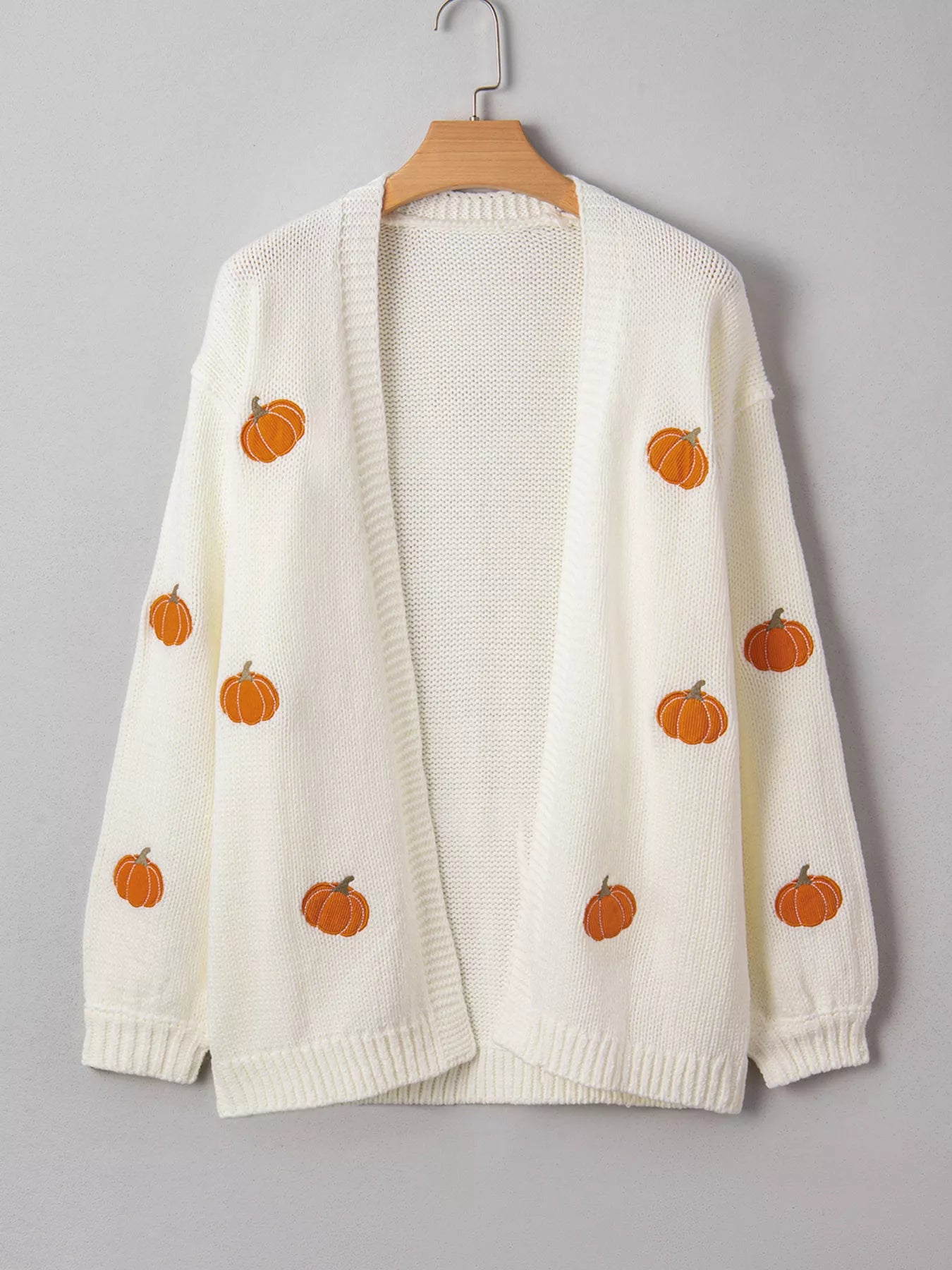 Halloween Pumpkin Embroidered Knit Cardigan Easy Apparels