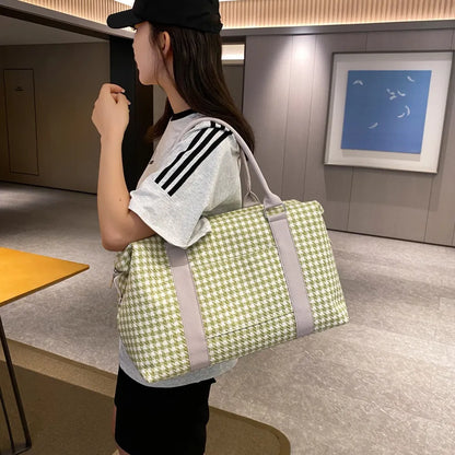 Houndstooth Canvas Travel Bag Easy Apparels