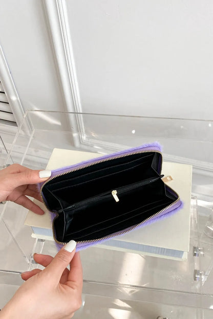 Solid Color Fluff Rectangle Wallet Easy Apparels