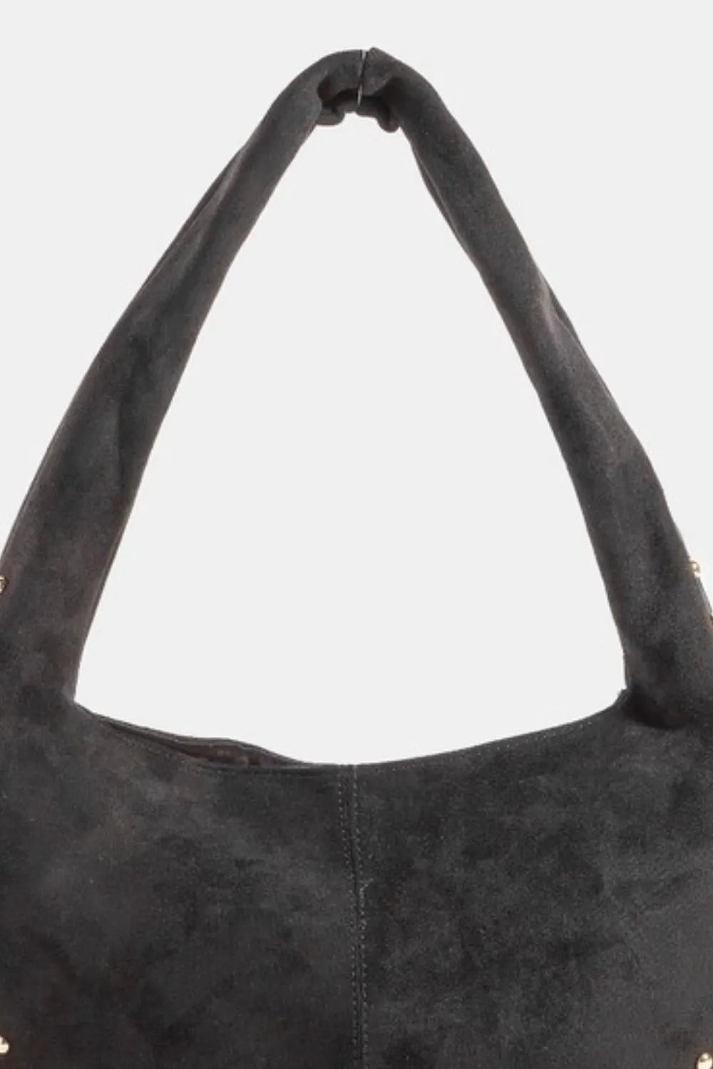 Fame Metallic Studded Faux Suede Hand Bag Easy Apparels