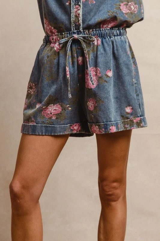 BiBi Floral Printed Denim Short Pants With Pocket DENIM Easy Apparels