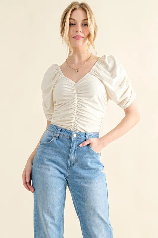 Trendsi And The Why Buttery Soft Ruched Detailed Jersey Bodysuit Ivory