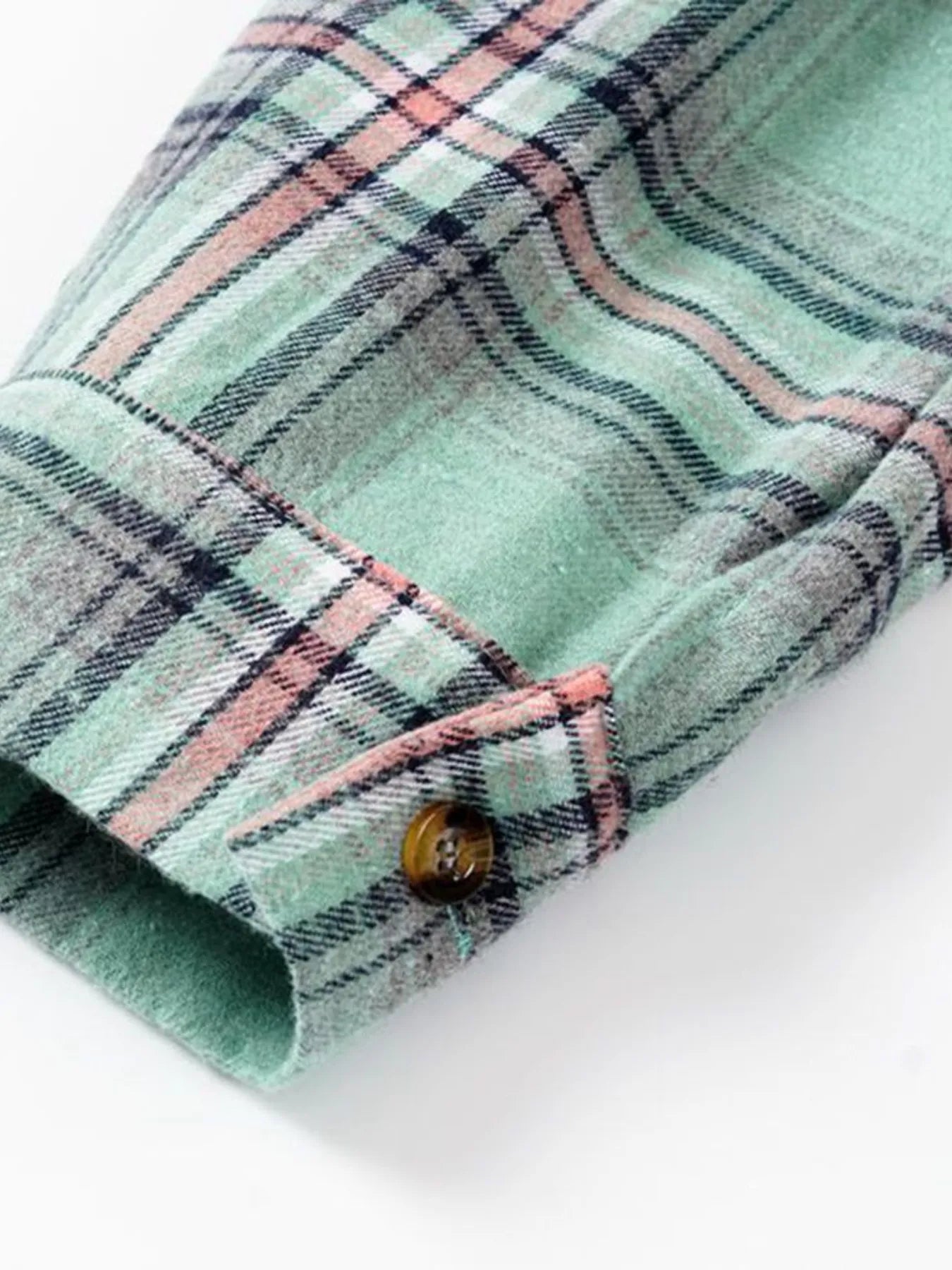 Trendsi Plaid Button-Up Hooded Shirt