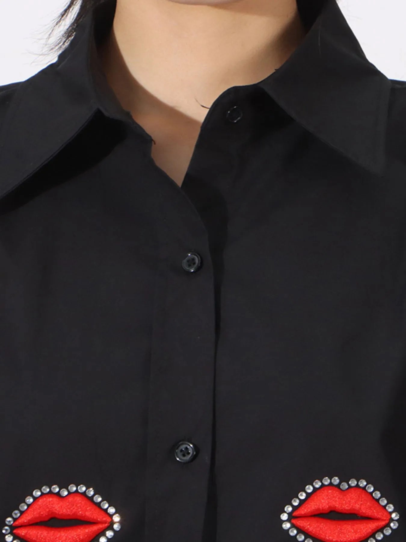 Trendsi Lips Button Up Long Sleeve Shirt