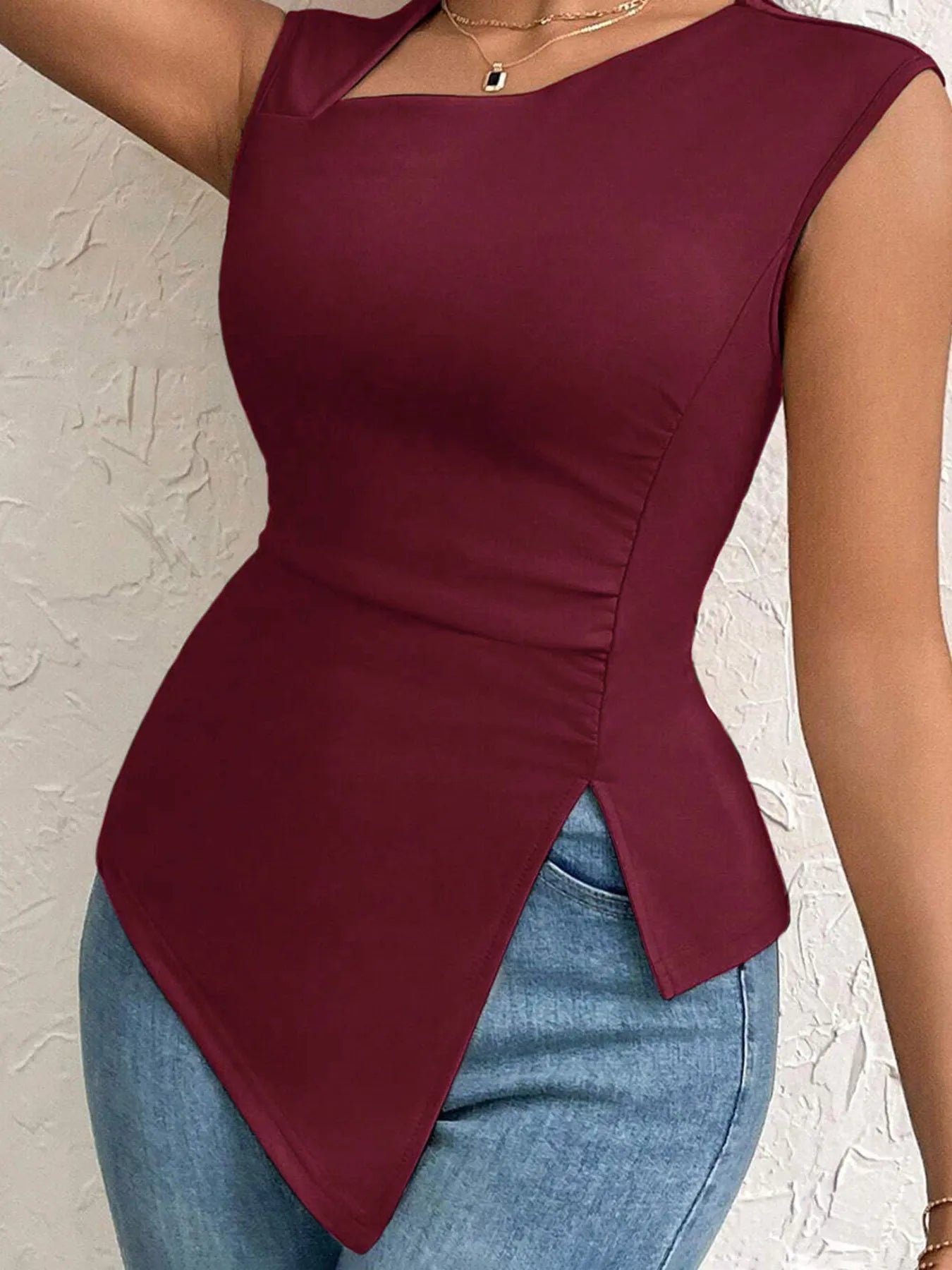 Trendsi Slit Asymmetrical Tank Top