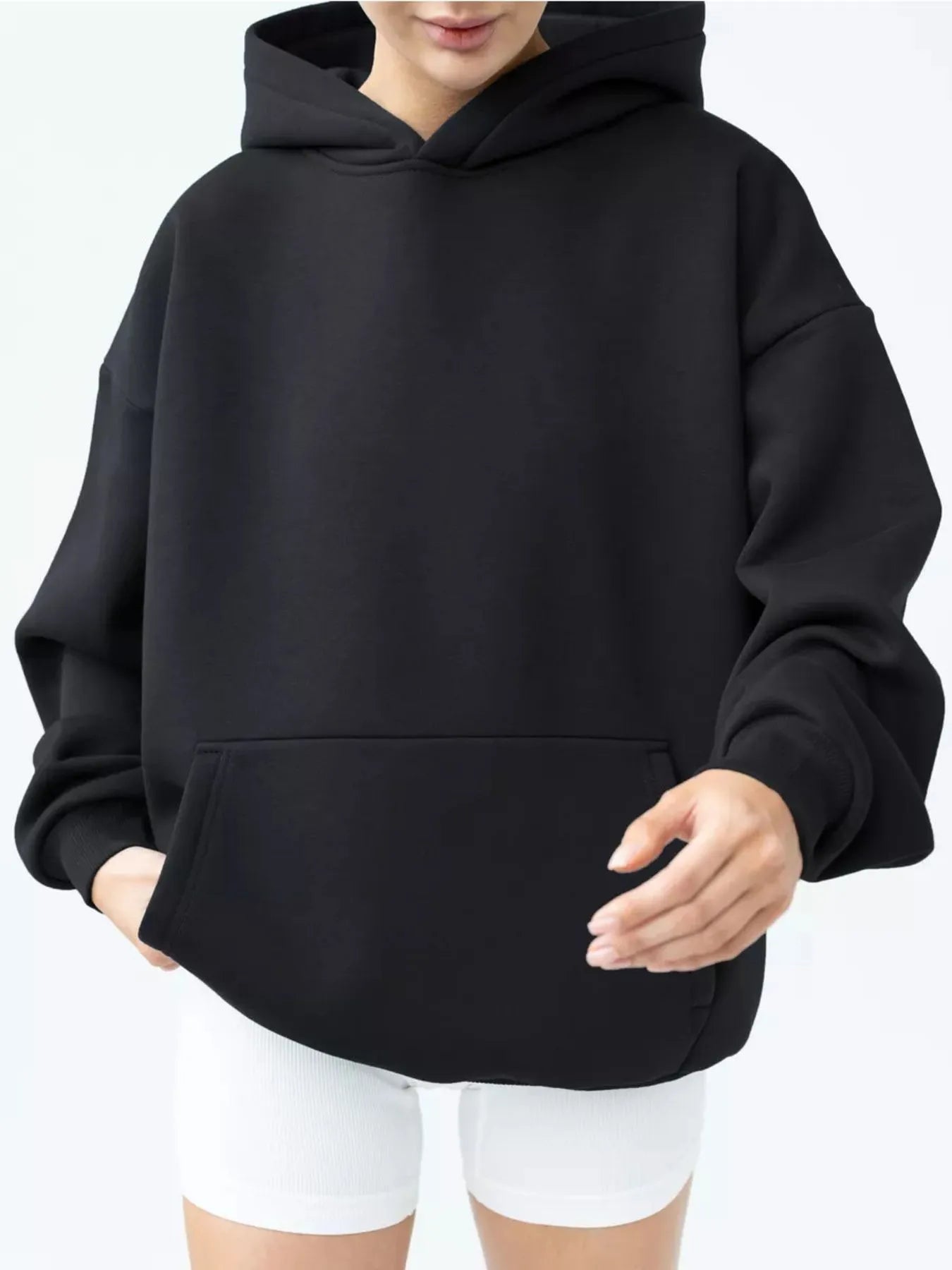 Trendsi Kangaroo Pocket Long Sleeve Hoodie