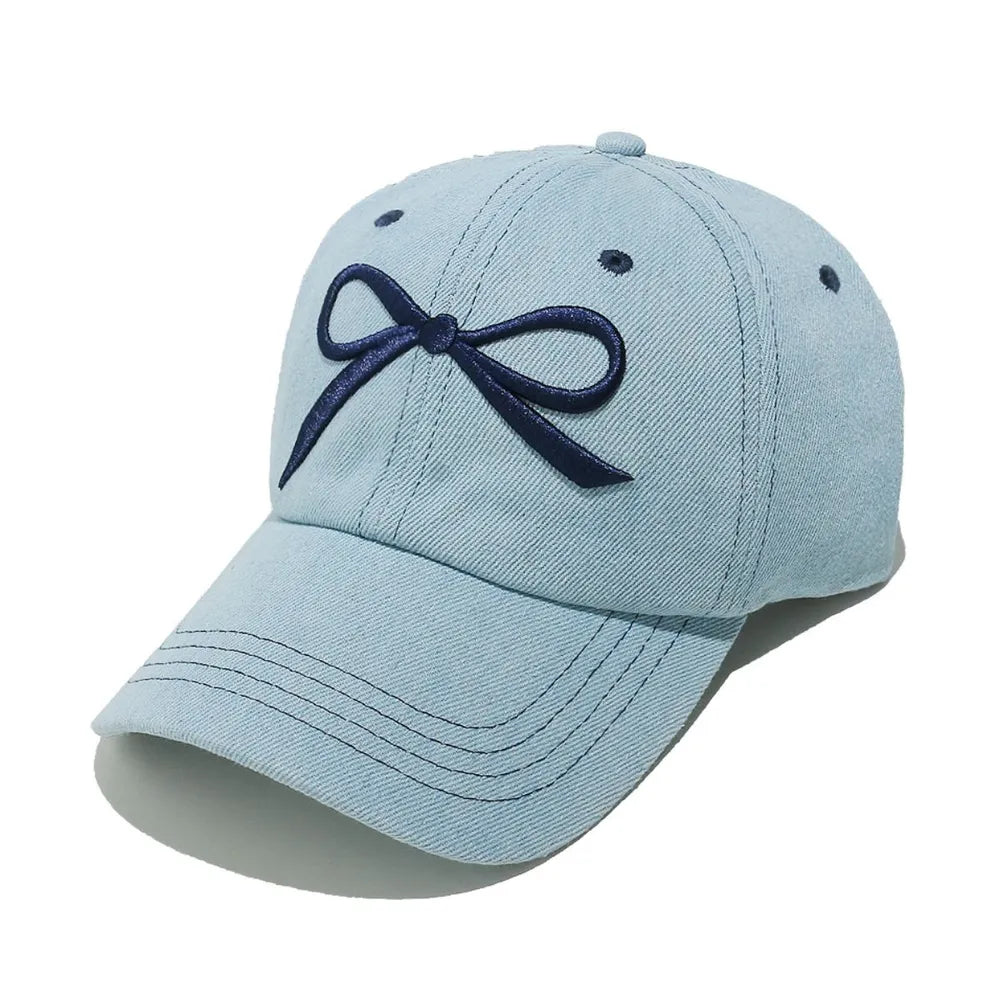 Bow Embroidered Denim Baseball Cap Easy Apparels