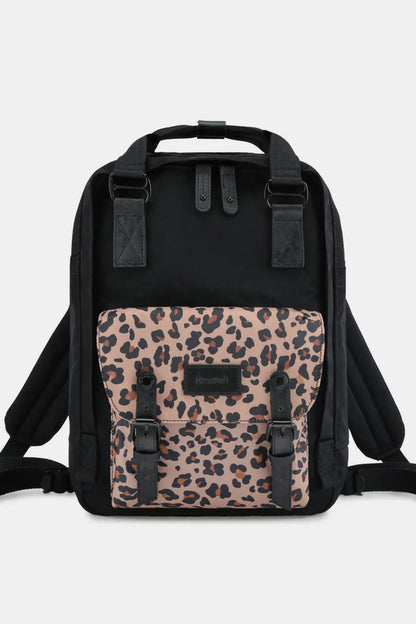 Himawari Contrast Waterproof Nylon Backpack Bag Black Leo One Size Easy Apparels