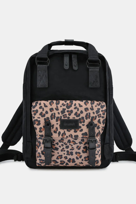 Himawari Contrast Waterproof Nylon Backpack Bag Black Leo One Size Easy Apparels