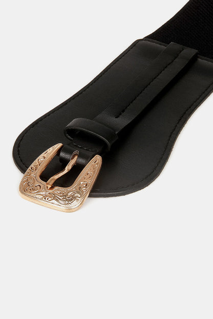 Wide Elastic Belt with Alloy Buckle Easy Apparels