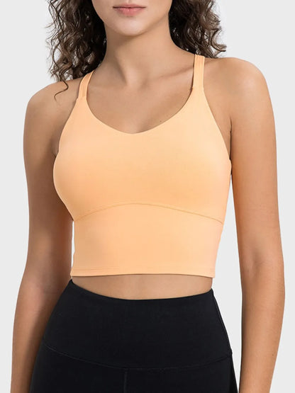 Millennia Crisscross Round Neck Active Tank Sherbet Easy Apparels