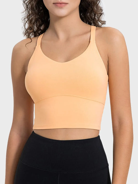 Millennia Crisscross Round Neck Active Tank Sherbet Easy Apparels