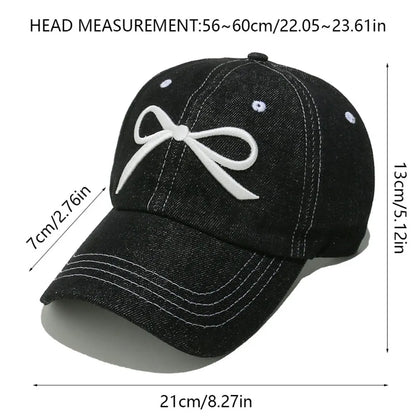 Bow Embroidered Denim Baseball Cap Easy Apparels