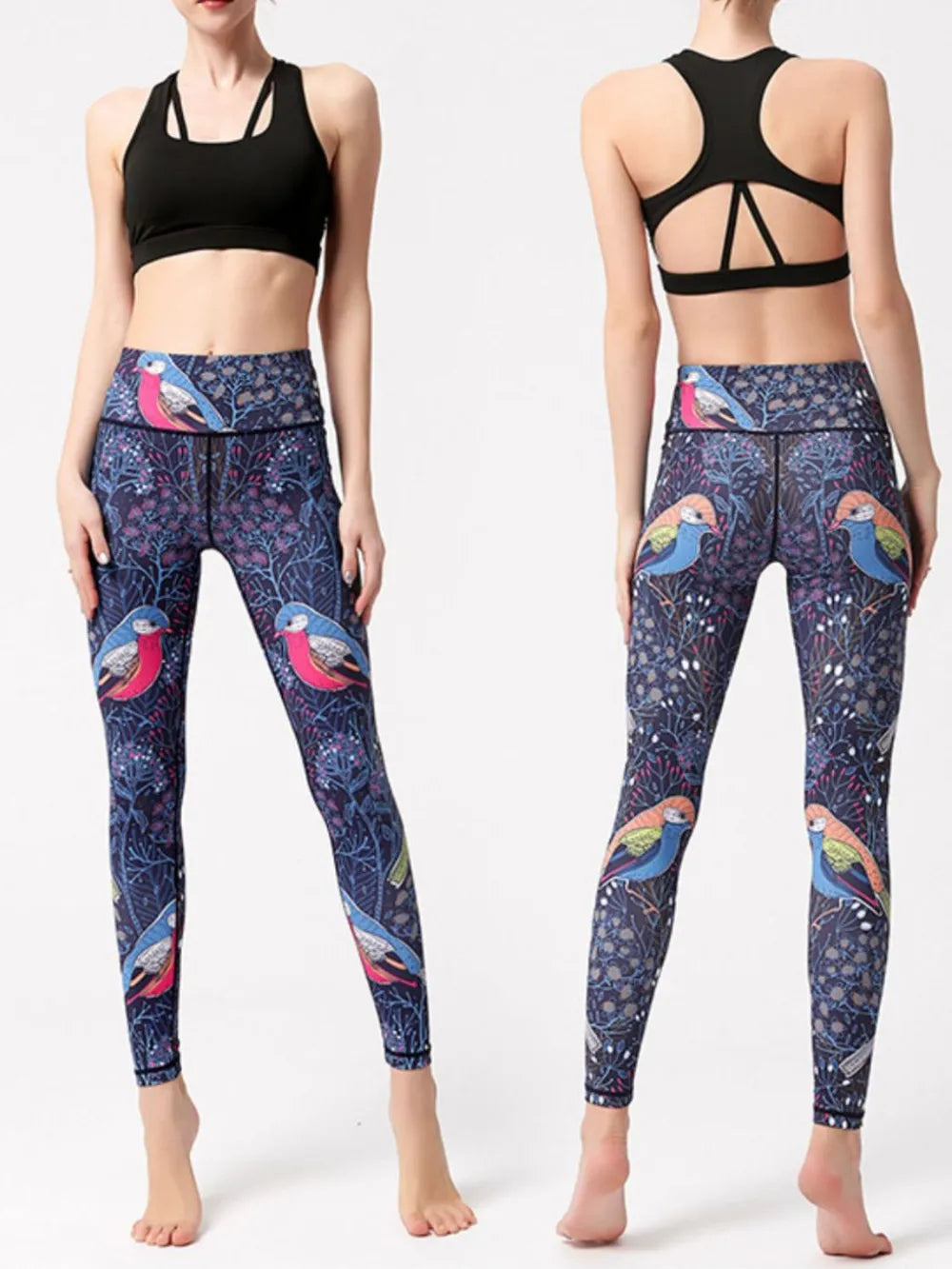 Printed High Waist Active Leggings Easy Apparels