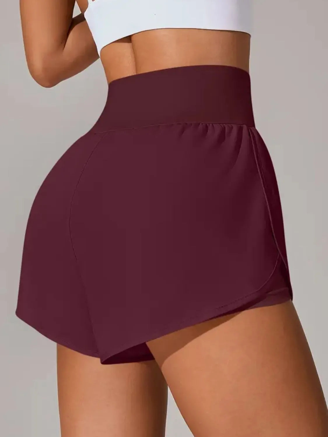Pocketed High Waist Active Shorts Easy Apparels