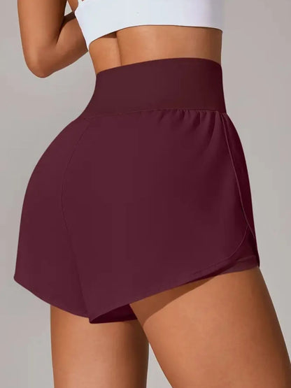 Pocketed High Waist Active Shorts Easy Apparels