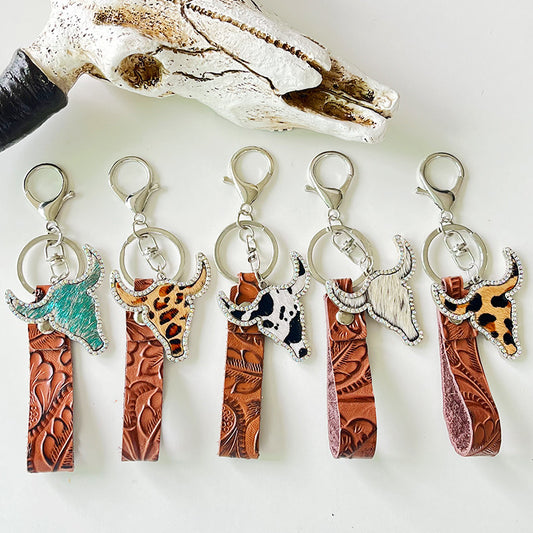 Rhinestone Bull Keychain Easy Apparels