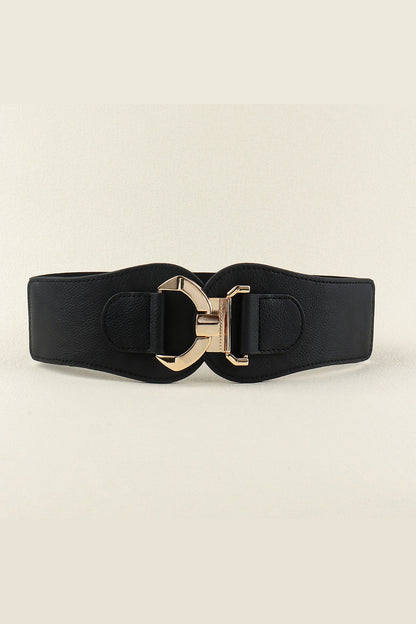 Alloy Buckle Elastic Belt Black One Size Easy Apparels
