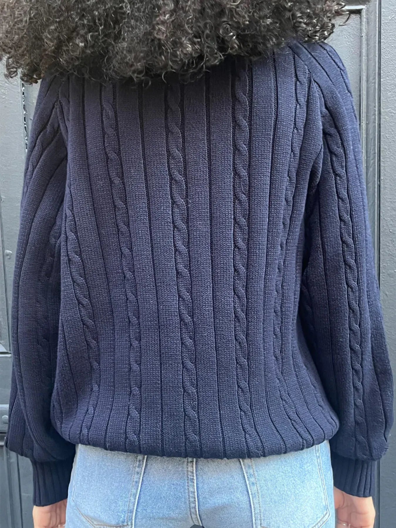 Trendsi Cable Knit V-Neck Pullover Sweater